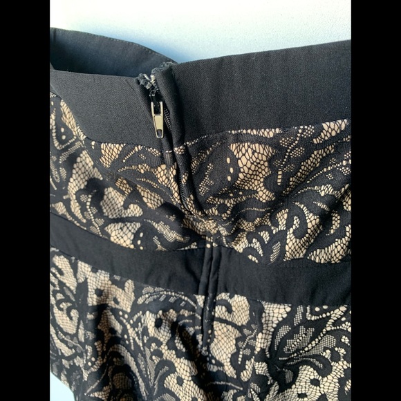 Small, Black and Tan lace peplum party dress - Picture 4 of 10